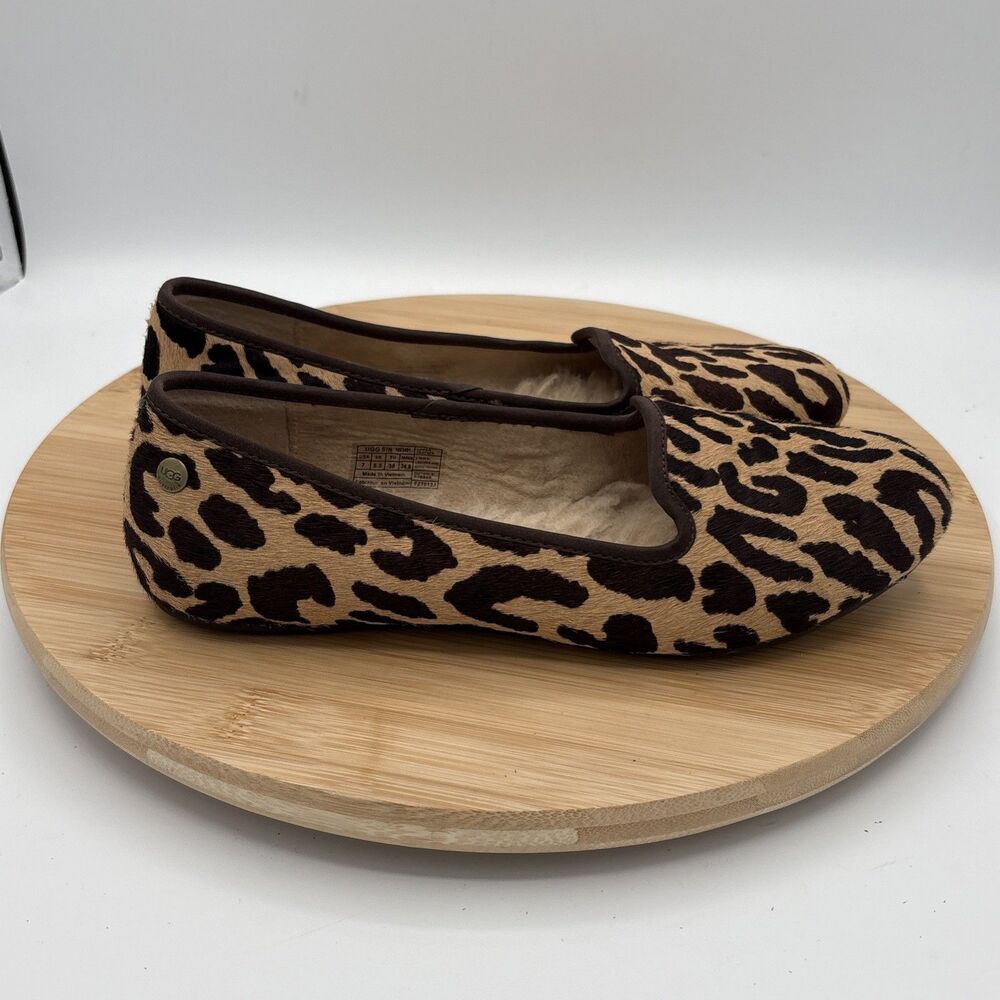 UGG Australia Leopard Print Loafer Flats Fur Sheepskin Lined Sz 7 1003491 - Picture 7 of 10